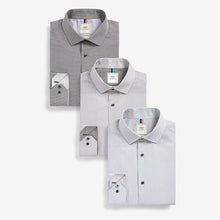 Load image into Gallery viewer, Grey Slim Fit Single Cuff Easy Care Shirts 3 Pack
