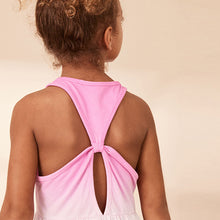 Load image into Gallery viewer, Pink/Apricot Orange Ombre 100% Cotton Jersey Back Detail Tiered Dress (3-12yrs)
