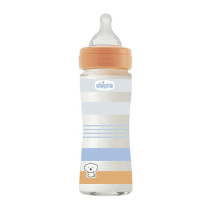 6110 CHICCO BOTTLE WB GLASS ORANGE BOY 240  SLOW SIL