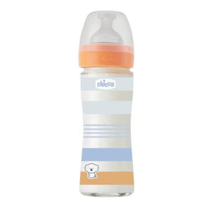 6110 CHICCO BOTTLE WB GLASS ORANGE BOY 240  SLOW SIL