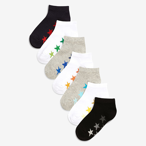 White/Grey 7 Pack Cotton Rich Trainer Socks (Younger Boys)