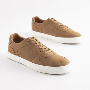 Tan Brown Lace Up Low Trainers