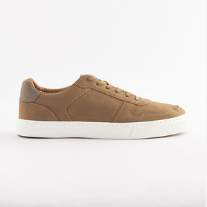 Tan Brown Lace Up Low Trainers