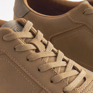 Tan Brown Lace Up Low Trainers