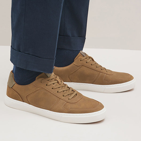 Tan Brown Lace Up Low Trainers