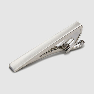Silver Tone Brushed Tie Clip