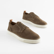 Load image into Gallery viewer, Taupe Brown Suede Cupsole Derby Shoes
