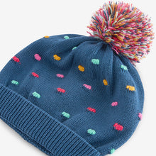 Load image into Gallery viewer, Navy Baby Pom Hat (0mths-18mths)
