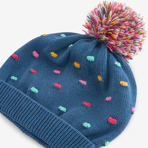 Navy Baby Pom Hat (0mths-18mths)