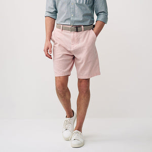 Pink Linen Cotton Chino Shorts with Belt Included