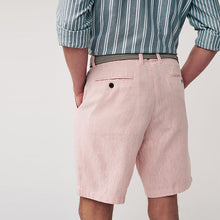 Load image into Gallery viewer, Pink Linen Cotton Chino Shorts with Belt Included
