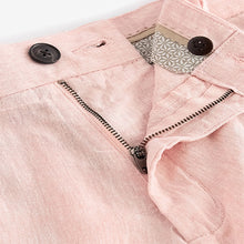 Load image into Gallery viewer, Pink Linen Cotton Chino Shorts with Belt Included
