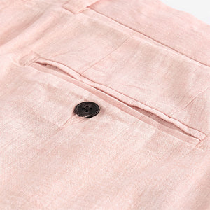 Pink Linen Cotton Chino Shorts with Belt Included