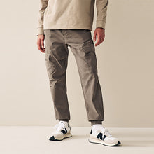 Load image into Gallery viewer, Mushroom Brown Regular Tapered Fit Stretch Utility Cargo Trousers
