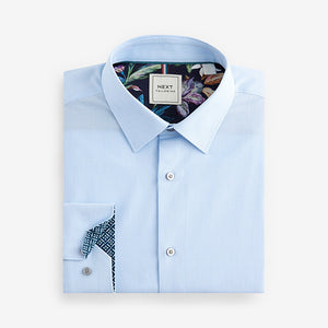 Light Blue Slim Fit Trimmed Easy Care Single Cuff Oxford Shirt