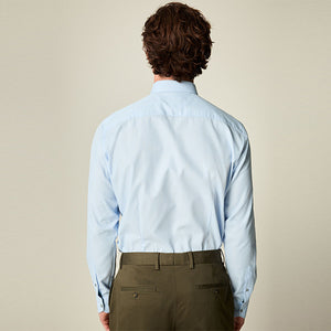 Light Blue Slim Fit Trimmed Easy Care Single Cuff Oxford Shirt