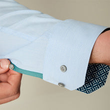 Load image into Gallery viewer, Light Blue Slim Fit Trimmed Easy Care Single Cuff Oxford Shirt
