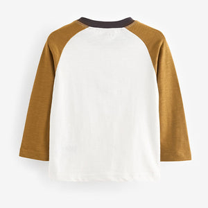 Ochre/Cream Dinosaur Long Sleeve Character T-Shirt (3mths-6yrs)