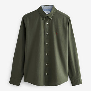 Dark Green Regular Fit Long Sleeve Oxford 100% Cotton Shirt