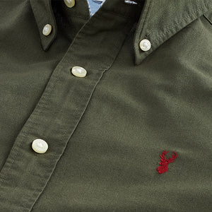 Dark Green Regular Fit Long Sleeve Oxford 100% Cotton Shirt
