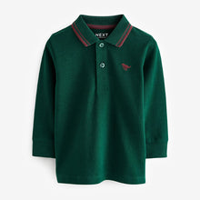 Load image into Gallery viewer, Green 100% Cotton Long Sleeve Polo Shirt (3mths-6yrs)
