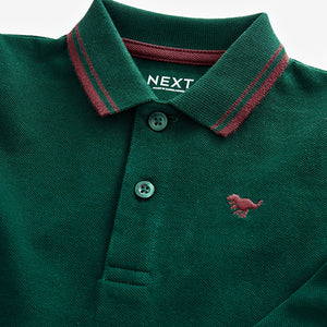Green 100% Cotton Long Sleeve Polo Shirt (3mths-6yrs)