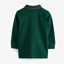 Load image into Gallery viewer, Green 100% Cotton Long Sleeve Polo Shirt (3mths-6yrs)
