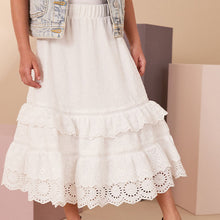 Load image into Gallery viewer, White Textured Broderie Maxi Skirt
