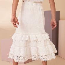 Load image into Gallery viewer, White Textured Broderie Maxi Skirt
