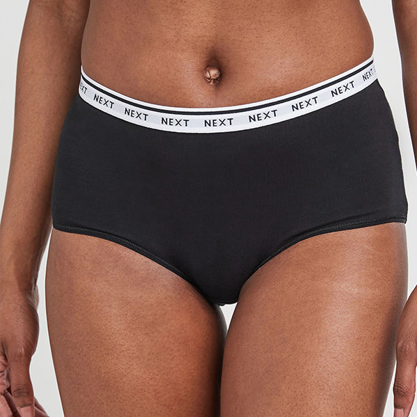 White/Black/Grey Midi Cotton Rich Logo Knickers 4 Pack