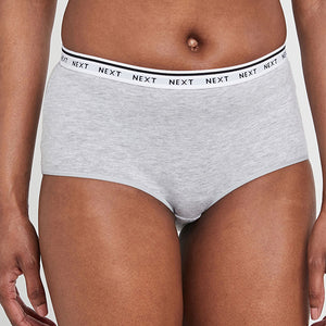 White/Black/Grey Midi Cotton Rich Logo Knickers 4 Pack