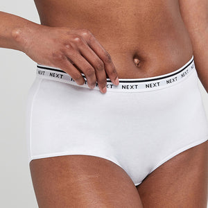 White/Black/Grey Midi Cotton Rich Logo Knickers 4 Pack