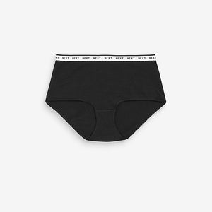 White/Black/Grey Midi Cotton Rich Logo Knickers 4 Pack