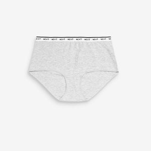 White/Black/Grey Midi Cotton Rich Logo Knickers 4 Pack