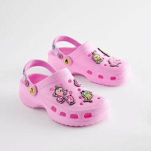 Pink Character Badge Clogs