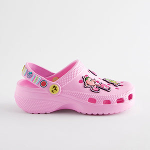 Pink Character Badge Clogs