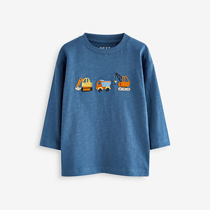 Blue Diggers Long Sleeve Transport T-Shirts 3 Pack (3mths-6yrs)