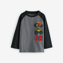 Load image into Gallery viewer, Black/White/Red Long Sleeve Transport T-Shirts 3 Pack (3mths-6yrs)
