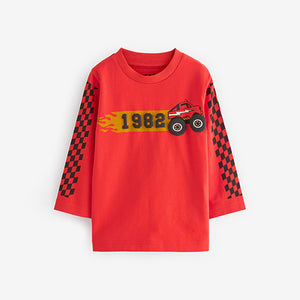 Black/White/Red Long Sleeve Transport T-Shirts 3 Pack (3mths-6yrs)