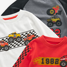 Load image into Gallery viewer, Black/White/Red Long Sleeve Transport T-Shirts 3 Pack (3mths-6yrs)
