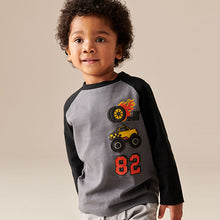 Load image into Gallery viewer, Black/White/Red Long Sleeve Transport T-Shirts 3 Pack (3mths-6yrs)
