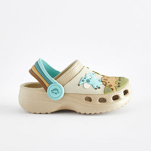 Neutral Dinosaur Scene Clogs
