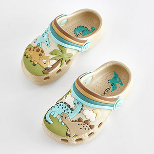Neutral Dinosaur Scene Clogs
