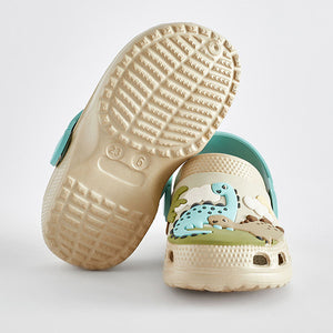 Neutral Dinosaur Scene Clogs