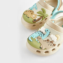 Load image into Gallery viewer, Neutral Dinosaur Scene Clogs
