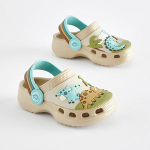 Neutral Dinosaur Scene Clogs