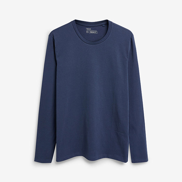 Navy Blue Regular Fit Long Sleeve Crew Neck T-Shirt