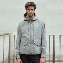 Load image into Gallery viewer, Grey Zip Through Hooded Waterproof Jacket
