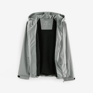 Grey Zip Through Hooded Waterproof Jacket