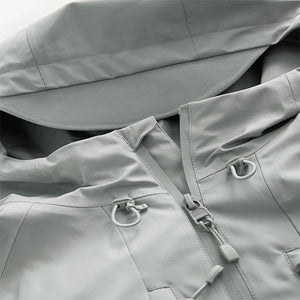 Grey Zip Through Hooded Waterproof Jacket